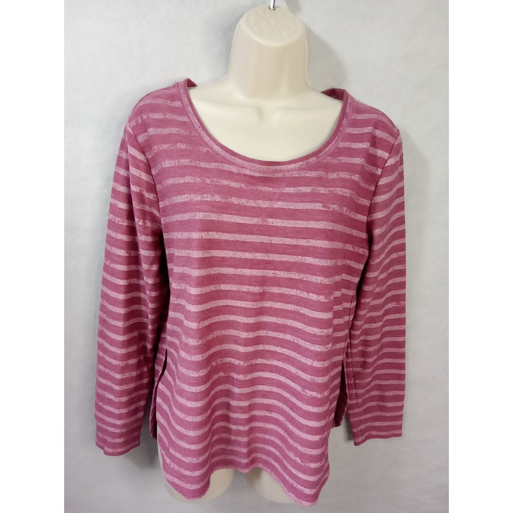Silver Ware Women Medium Two Toned Pink Striped Round Neck Long Sleeve